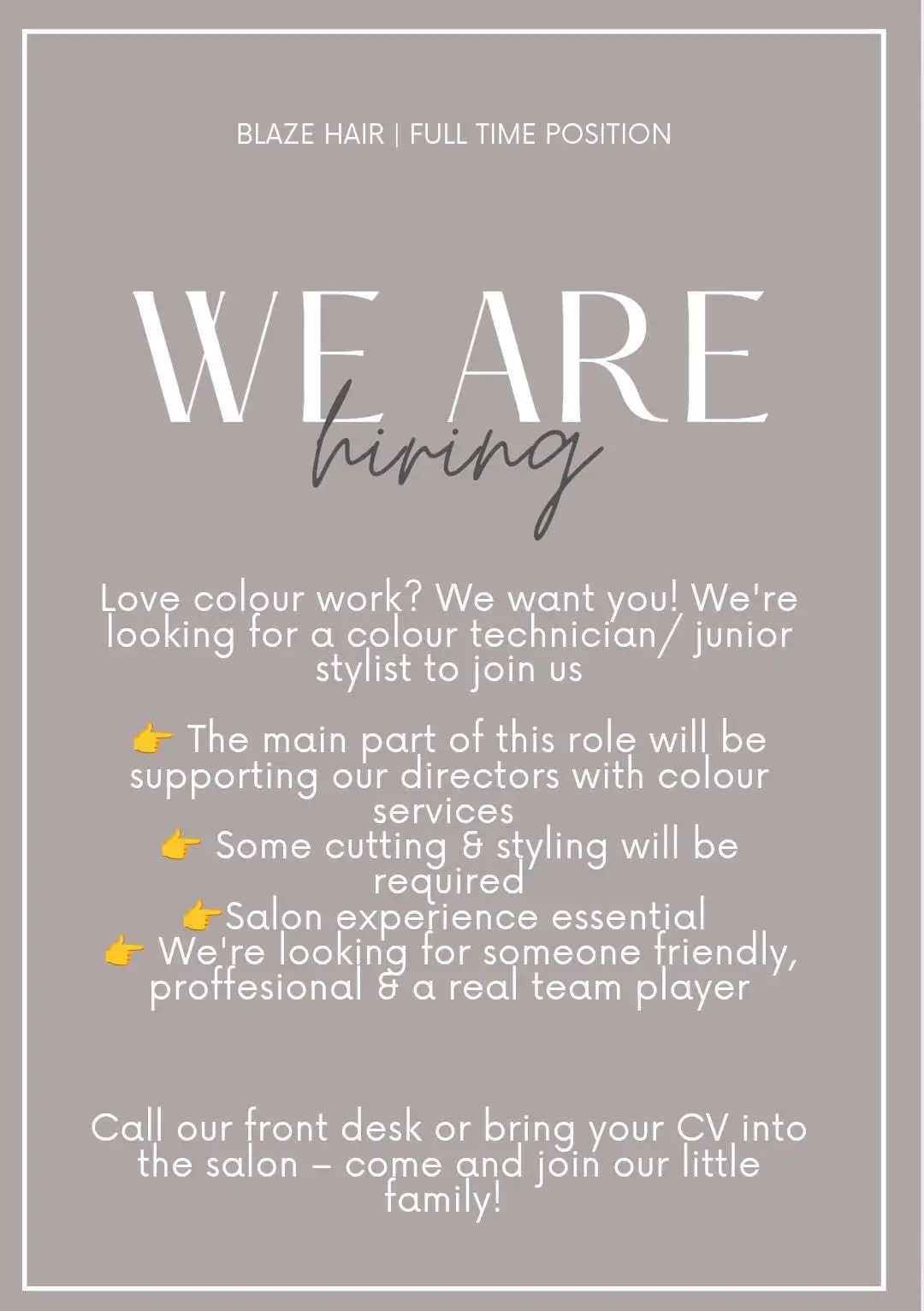blaze hair we are hiring advert blaze hair we are hiring advert